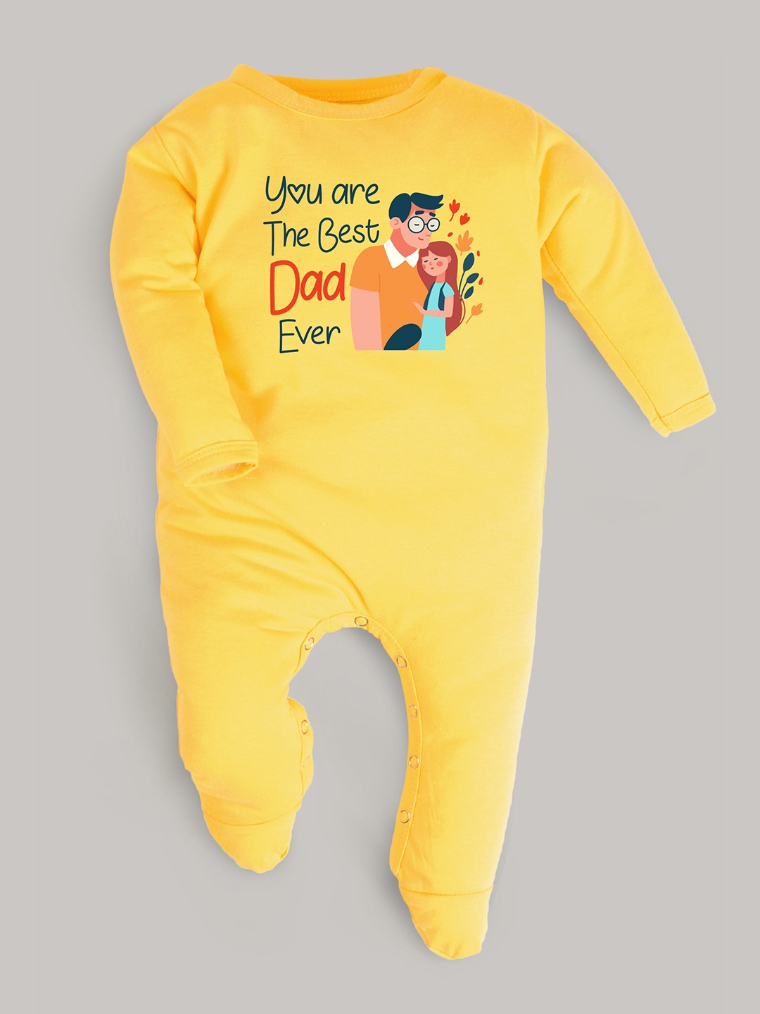 

FFLIRTYGO Infants Kids Typography Printed Pure Cotton Sleepsuit, Yellow