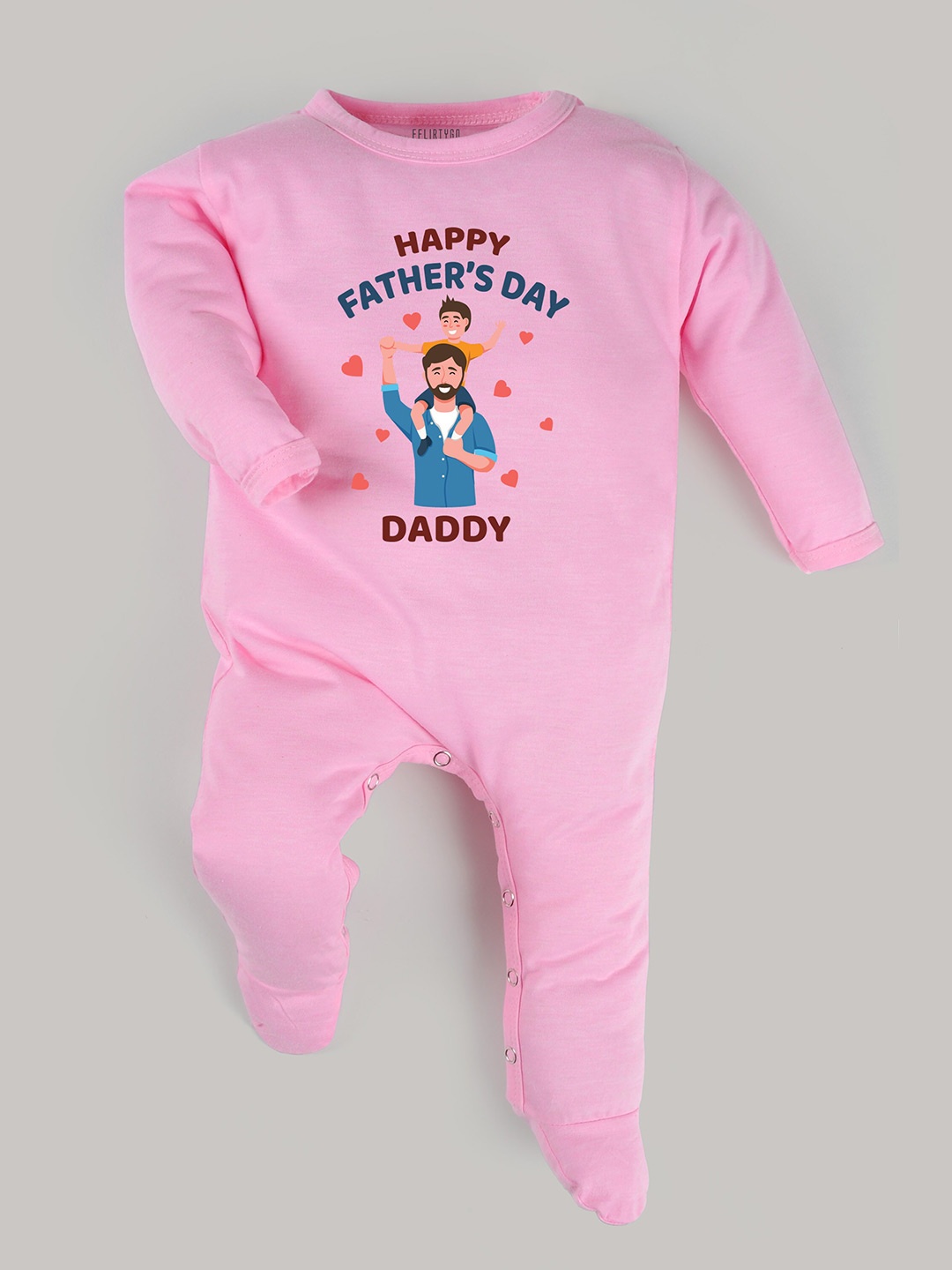 

FFLIRTYGO Infant Kids Fathers Day Printed Pure Cotton Sleepsuit, Pink