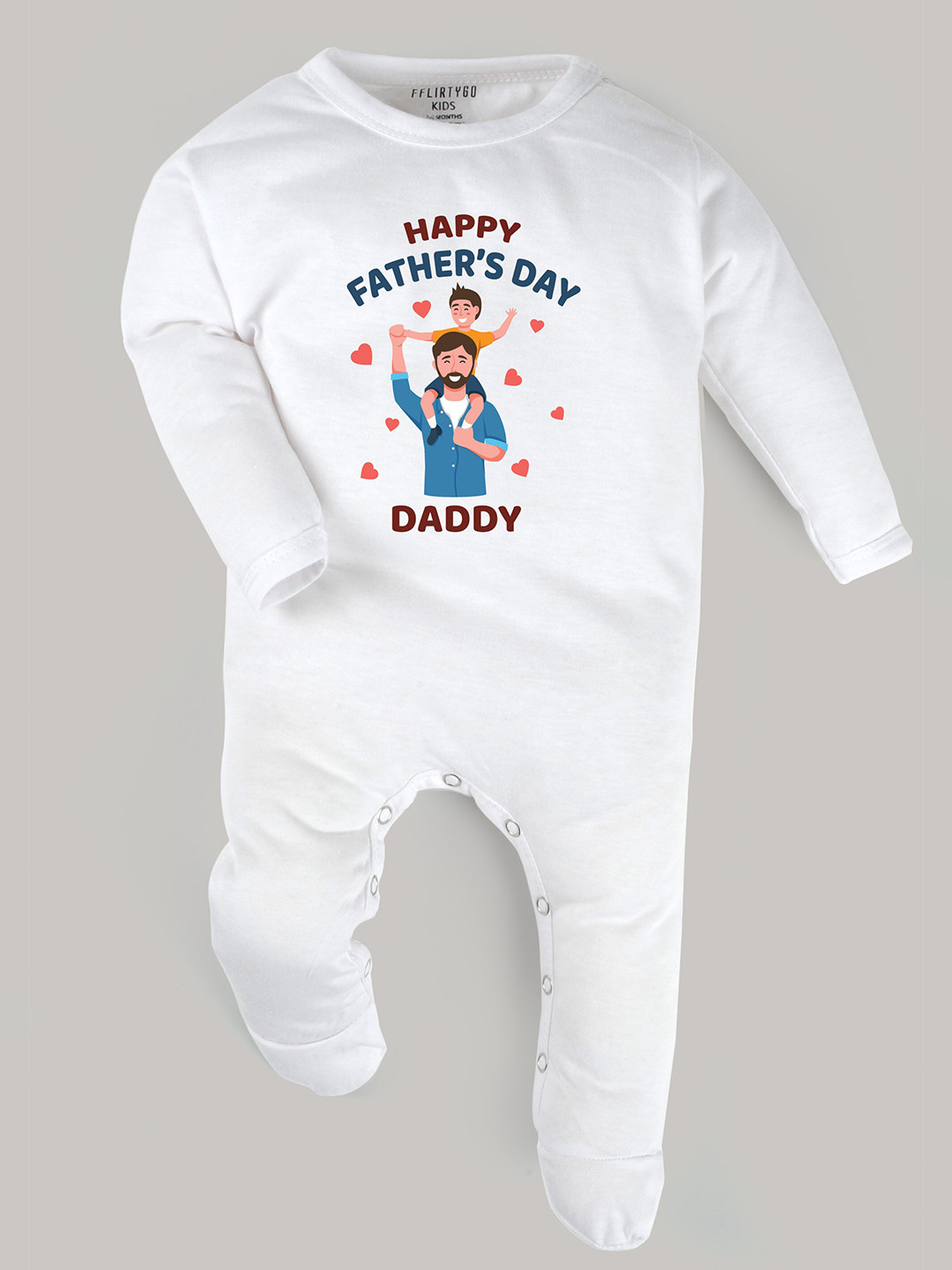 

FFLIRTYGO Infant Kids Fathers Day Graphic Printed Cotton Sleepsuit, White