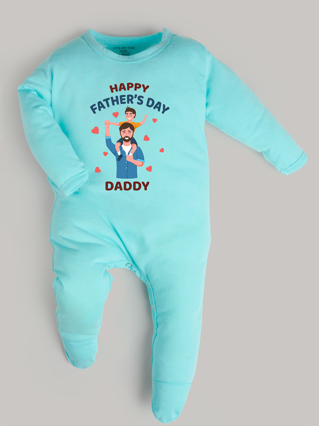 

FFLIRTYGO Infant Kids Fathers Day Graphic Printed Cotton Sleepsuit, Turquoise blue