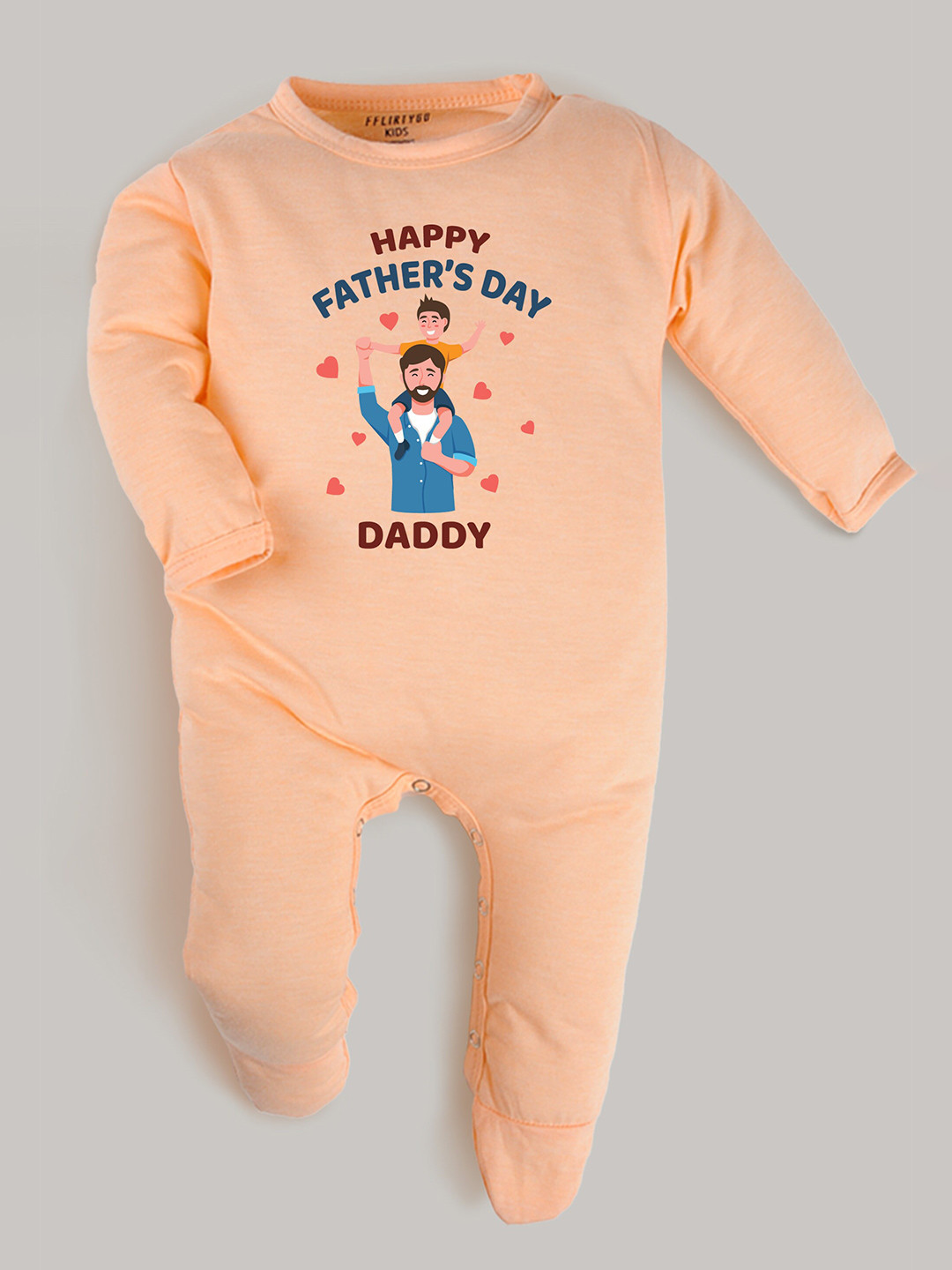 

FFLIRTYGO Infant Kids Fathers Day Graphic Printed Cotton Sleepsuit, Peach