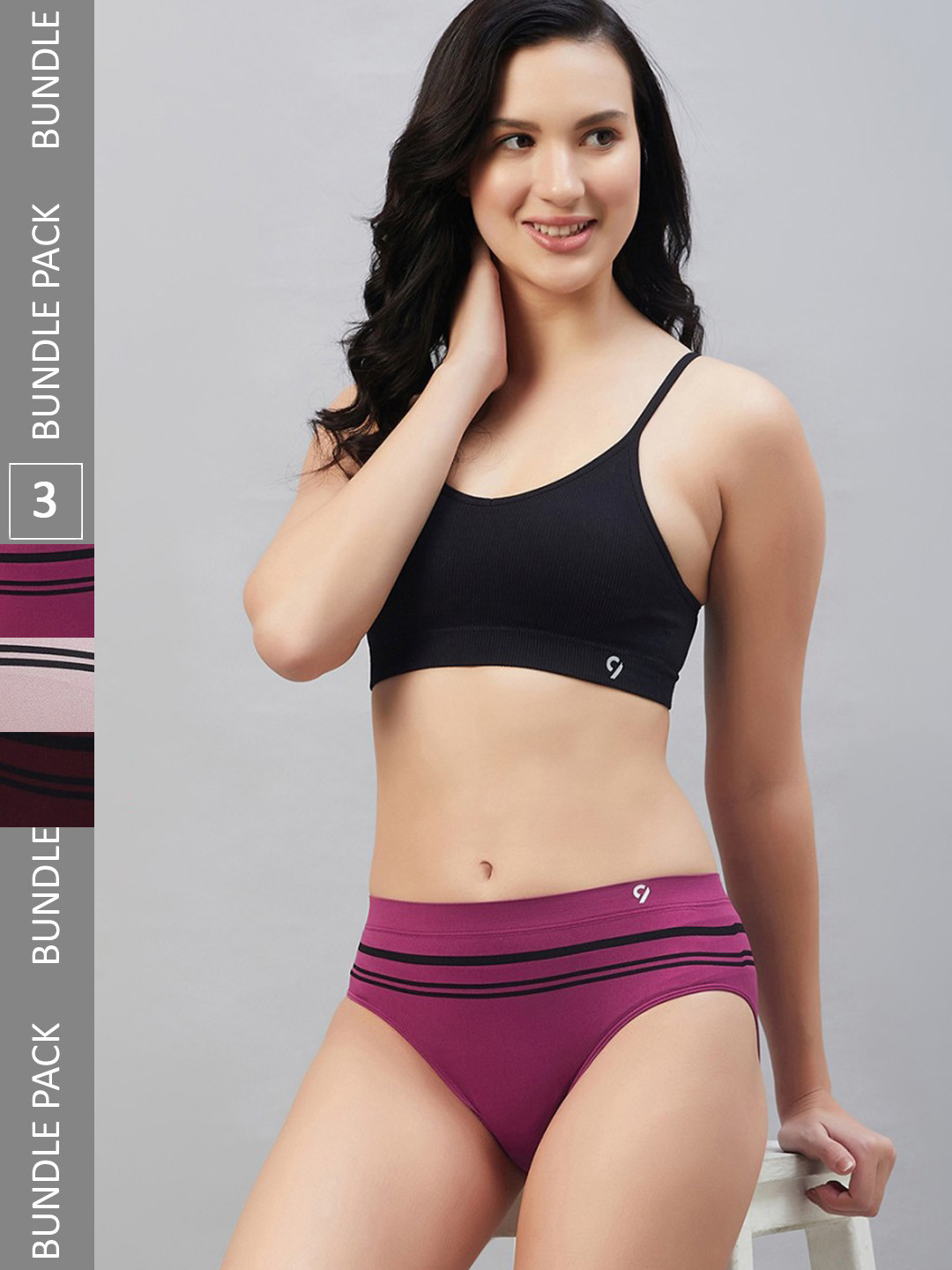 

C9 AIRWEAR Women Seamless Pack Of 3 Bikini Briefs, Purple
