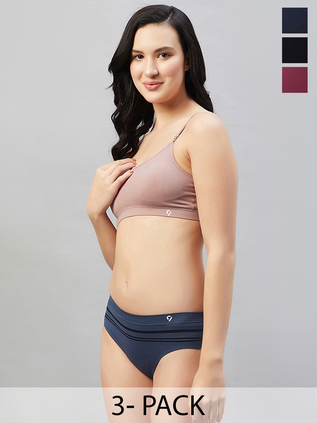 

C9 AIRWEAR Women Pack Of 3 Seamless Bikini Briefs P1117_Pack19, Blue