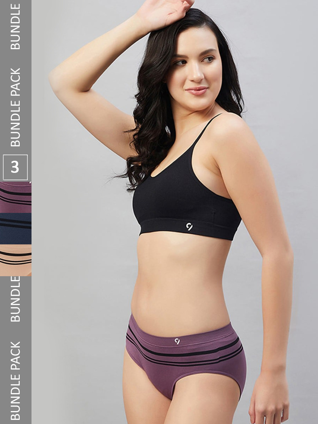 

C9 AIRWEAR Women Pack Of 3 Seamless Bikini Briefs P1117_Pack21, Navy blue