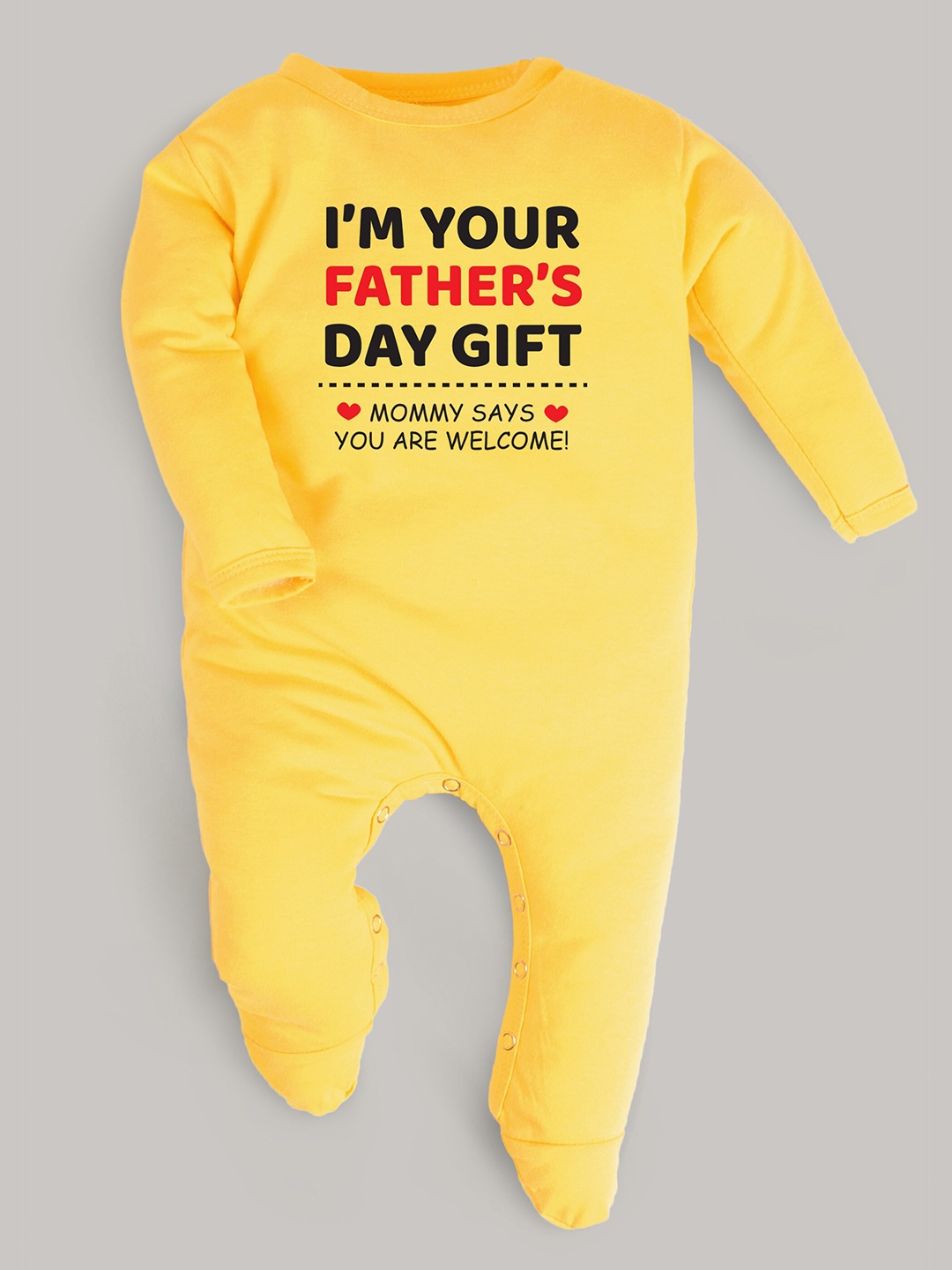 

FFLIRTYGO Kids Typography Printed Cotton Sleepsuit, Yellow