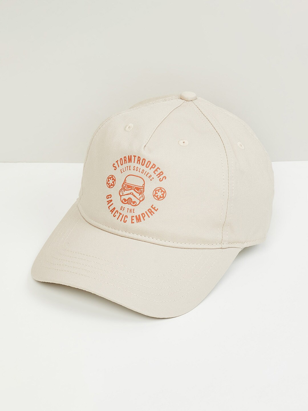 

max Men Typographic Printed Pure Cotton Baseball Cap, Beige