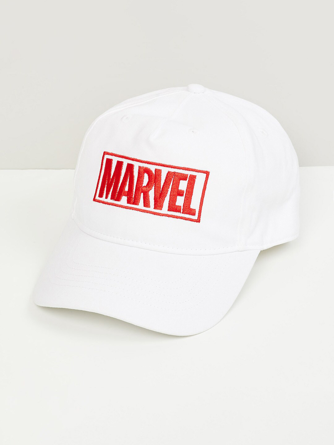 

max Men Marvel Embroidered Pure Cotton Baseball Cap, White