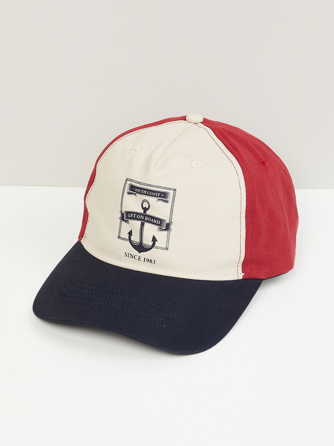 

max Men Colourblocked Pure Cotton Baseball Cap, Pink