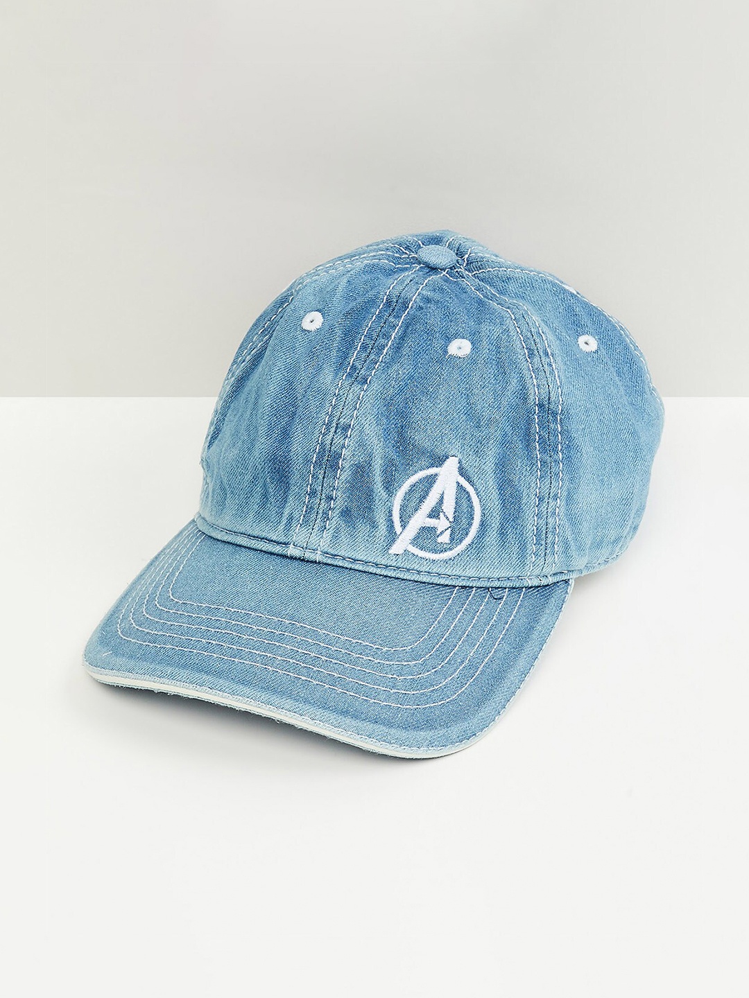 

max Men Avengers Embroidered Denim Pure Cotton Baseball Cap, Blue