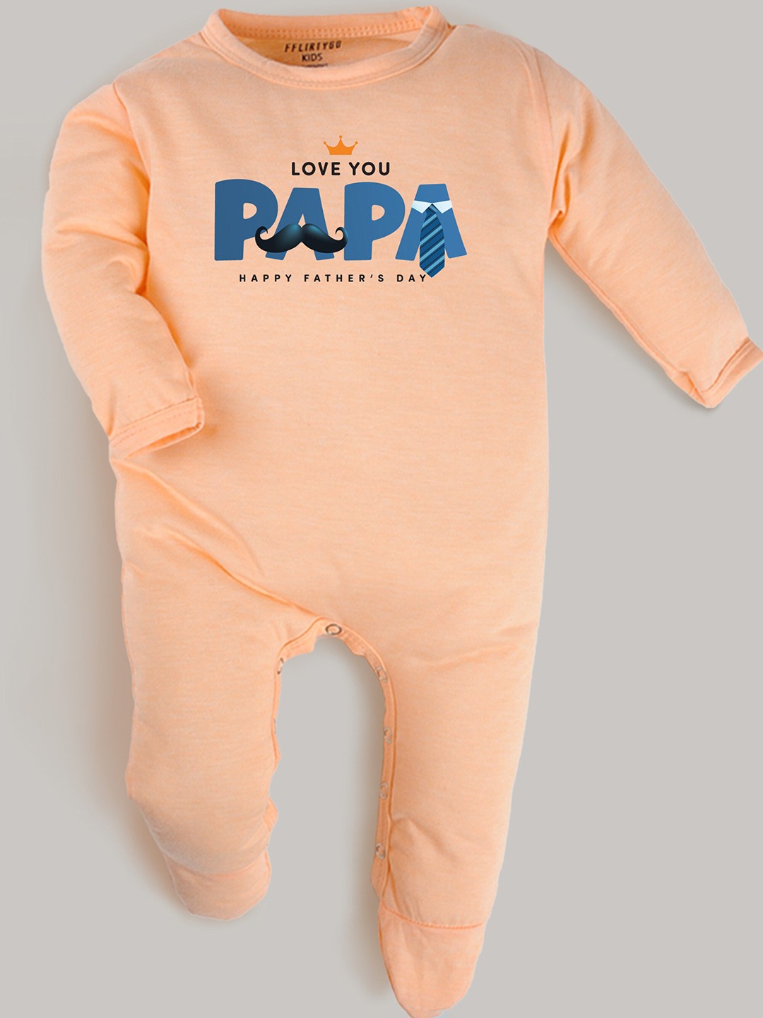 

FFLIRTYGO Kids Typography Printed Cotton Sleepsuit, Peach