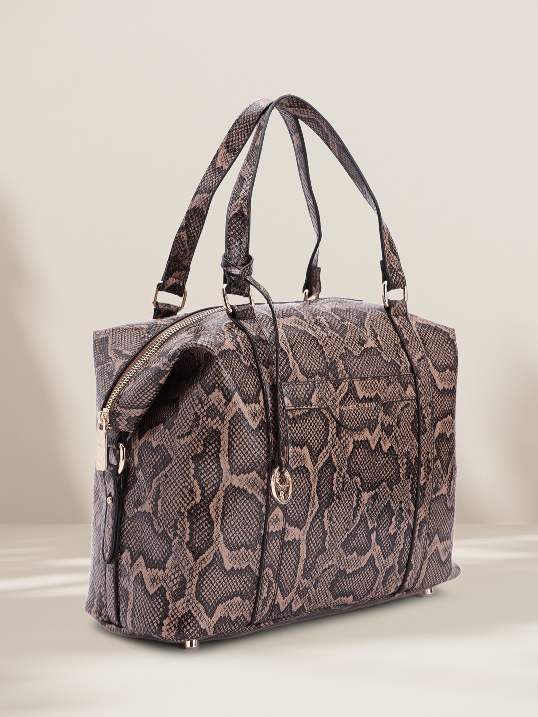 

Allen Solly Snake Print Handheld Bag, Brown