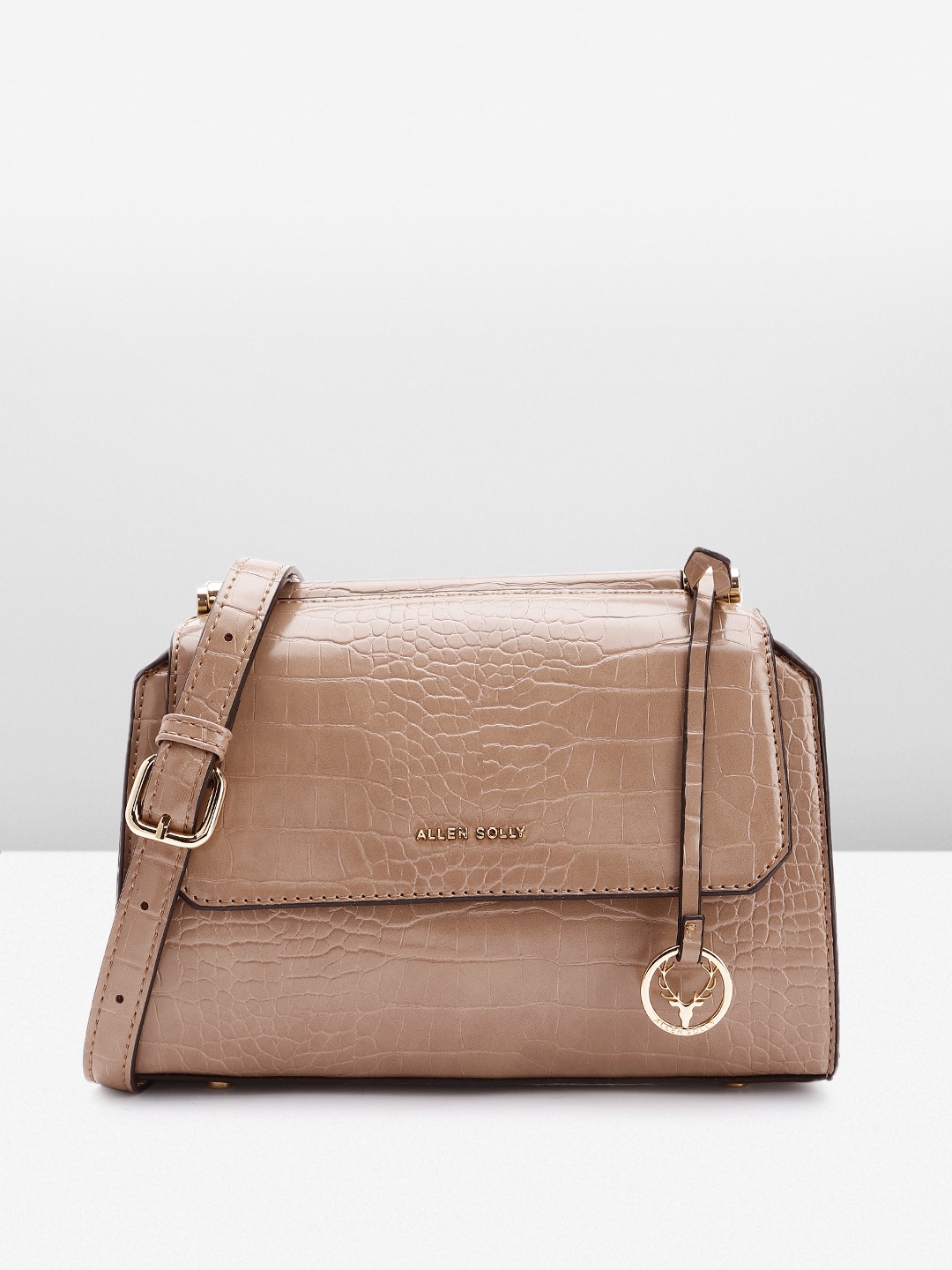 

Allen Solly Croc Textured Sling Bag, Nude
