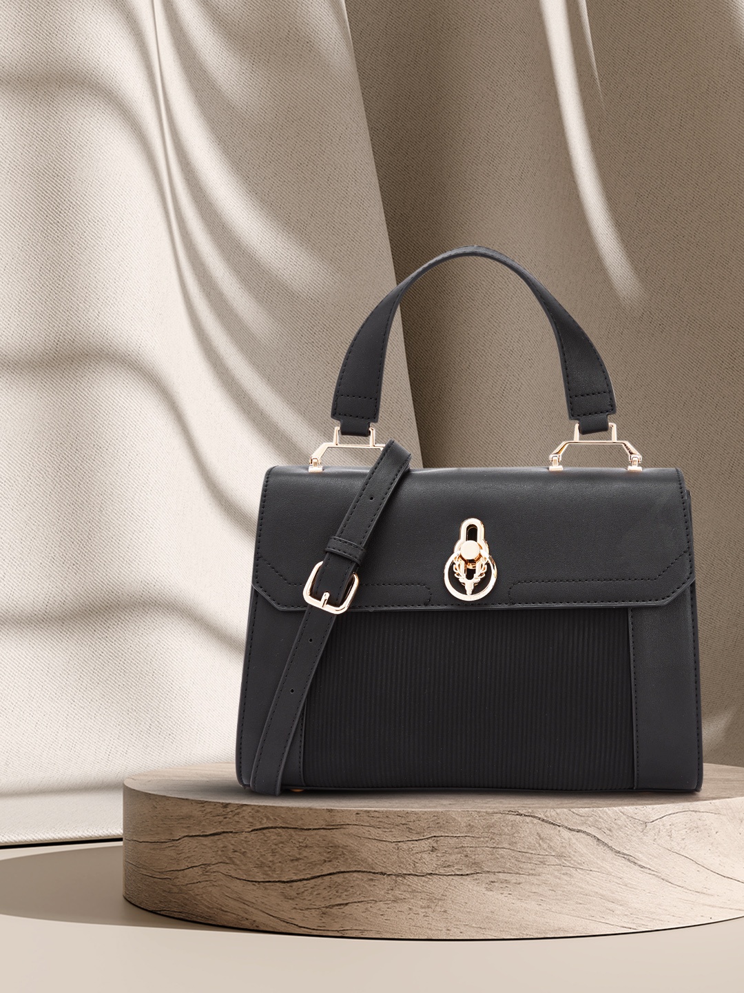 

Allen Solly Women Solid Satchel, Black