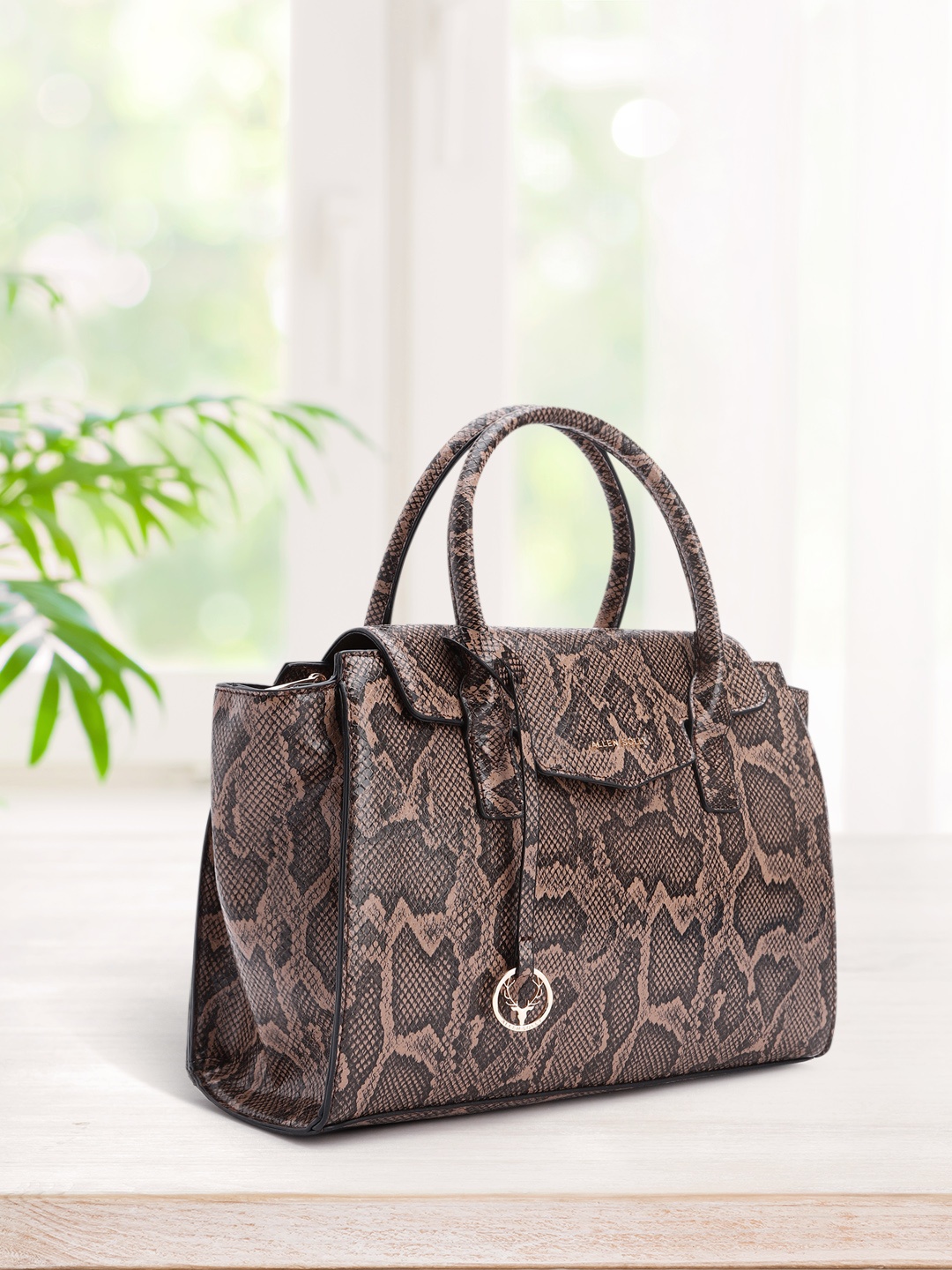 

Allen Solly Snake Print Handheld Bag, Brown