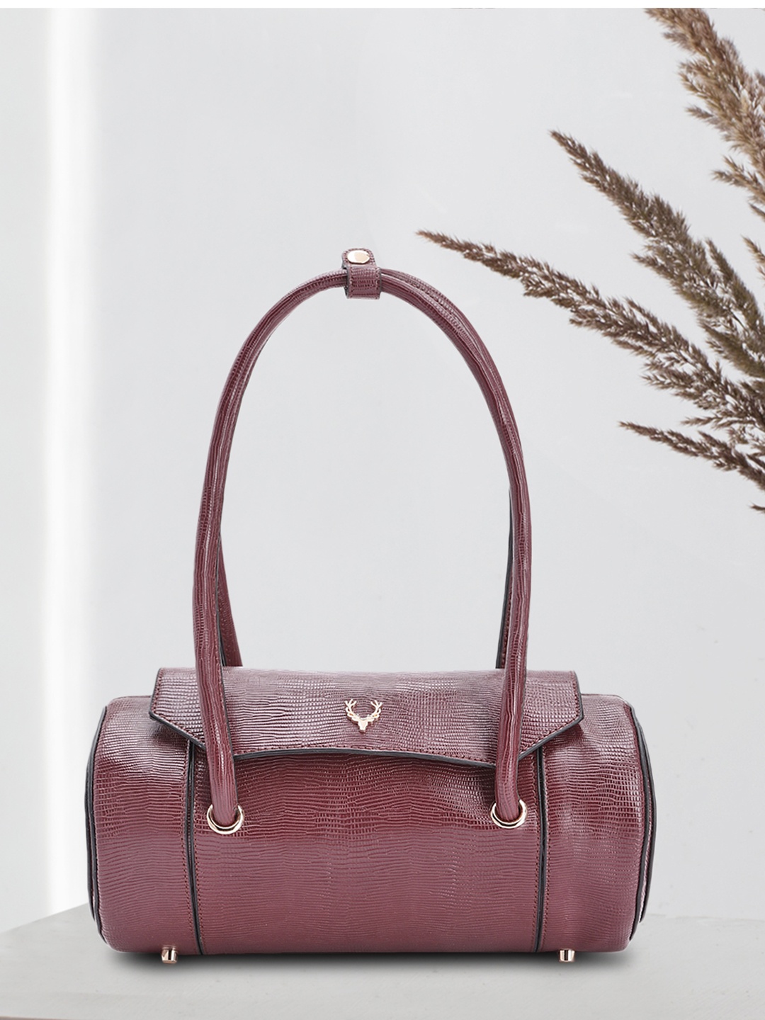 

Allen Solly Snake Skin Textured Handheld Bag, Burgundy