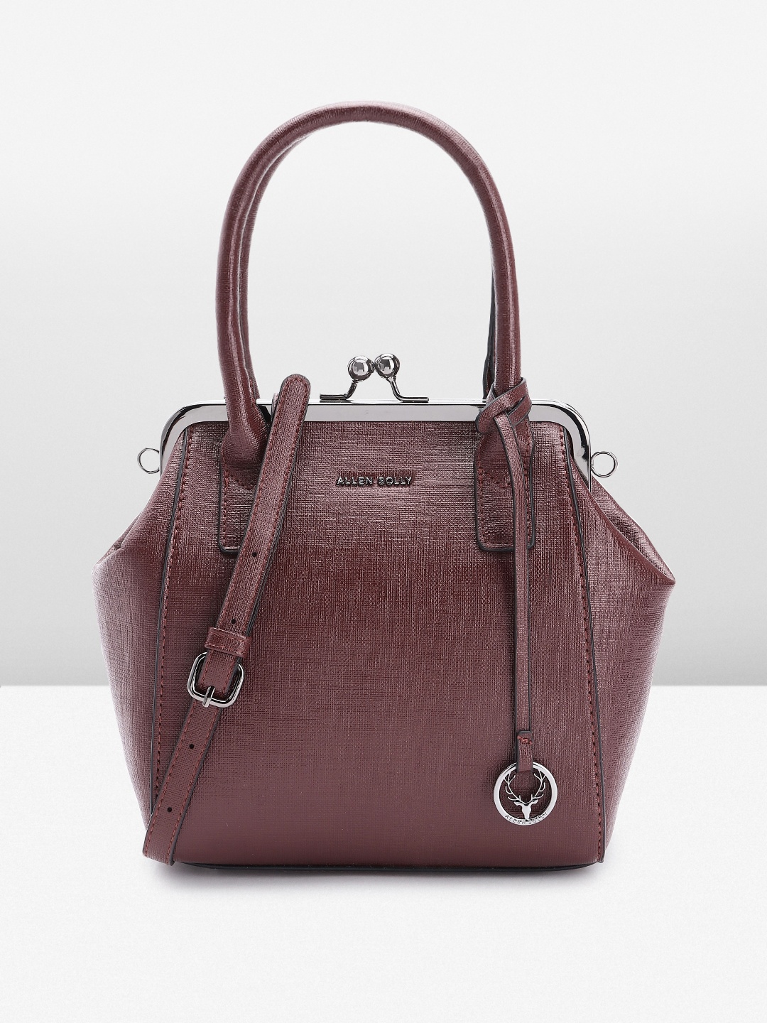 

Allen Solly Textured Handheld Bag, Burgundy