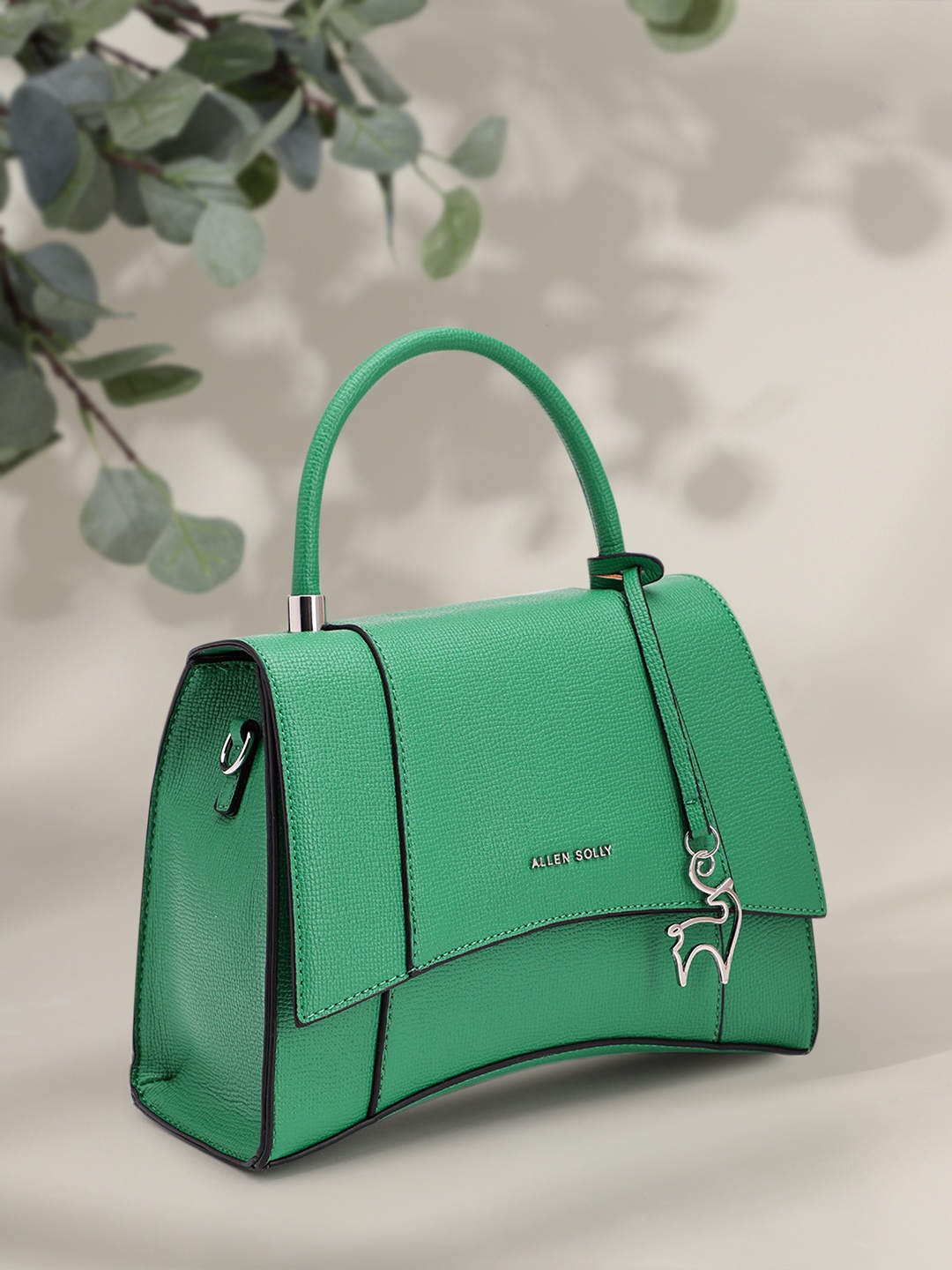 

Allen Solly Textured PU Structured Satchel with Tasselled Detail, Green