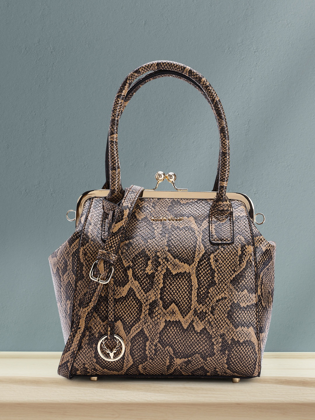 

Allen Solly Snake Print Handheld Bag, Brown
