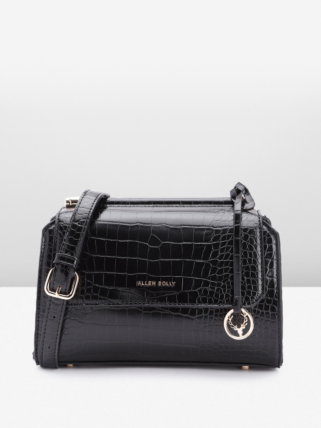 

Allen Solly Croc Textured Sling Bag, Black