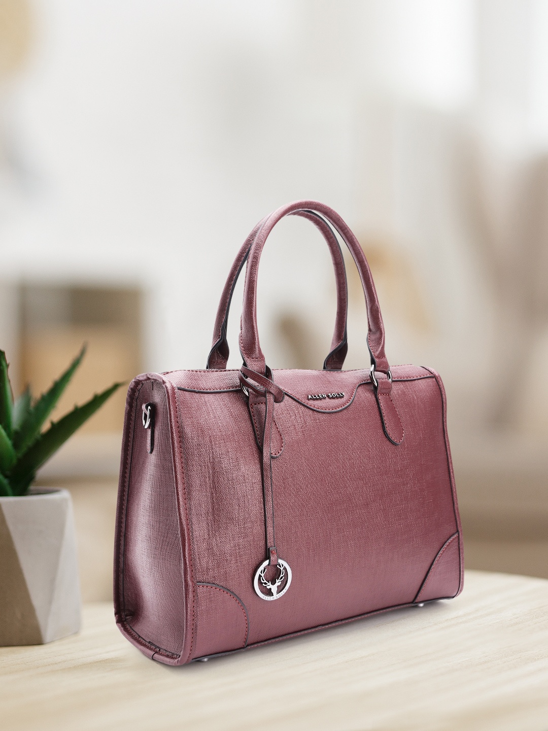 

Allen Solly Textured Handheld Bag, Burgundy