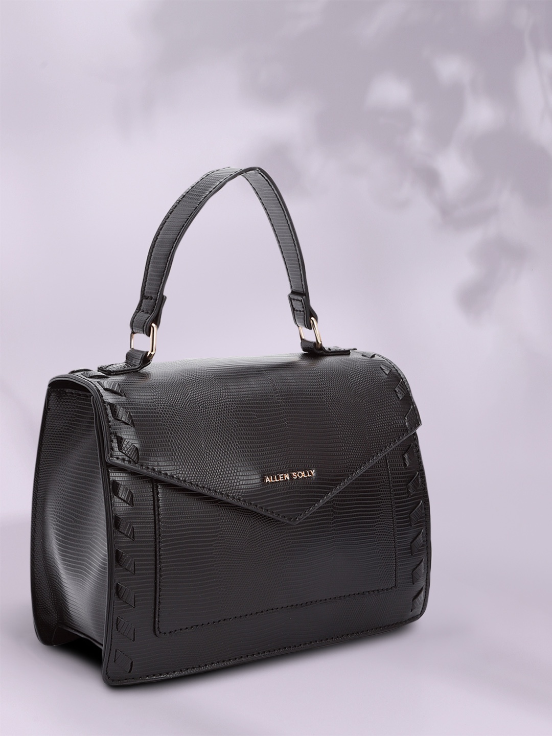 

Allen Solly Snake Skin Textured Satchel, Black