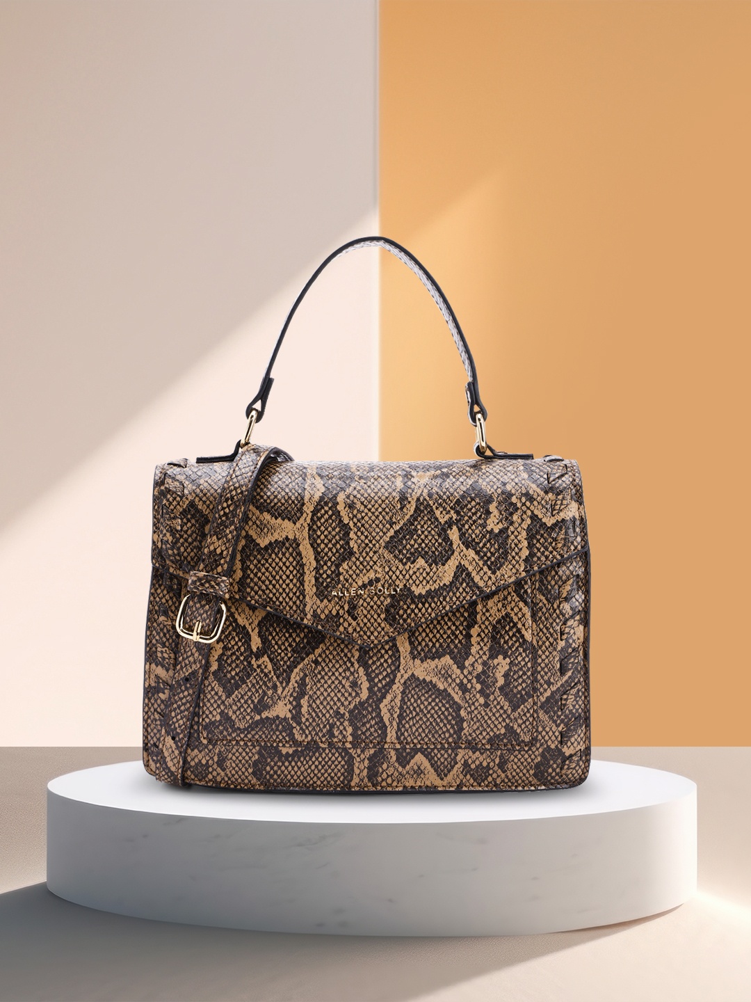 

Allen Solly Snake Print Satchel, Brown