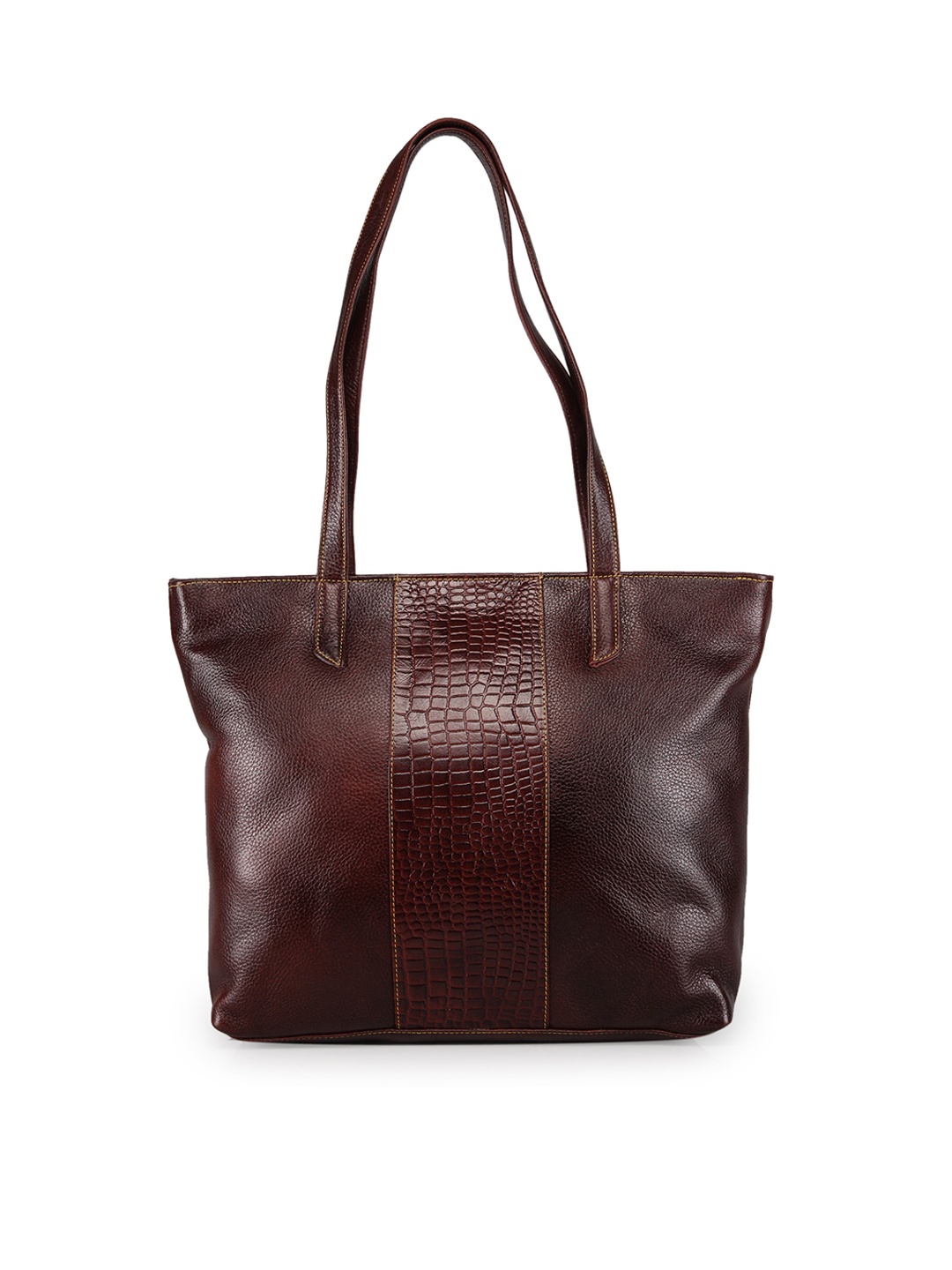 

GENWAYNE Animal Textured Leather Structured Handheld Bag, Brown