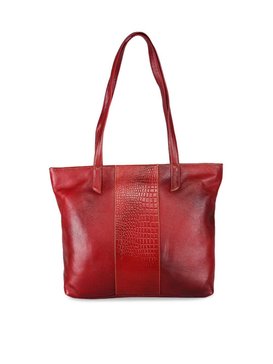 

GENWAYNE Textured Leather Structured Shoulder Bag, Maroon
