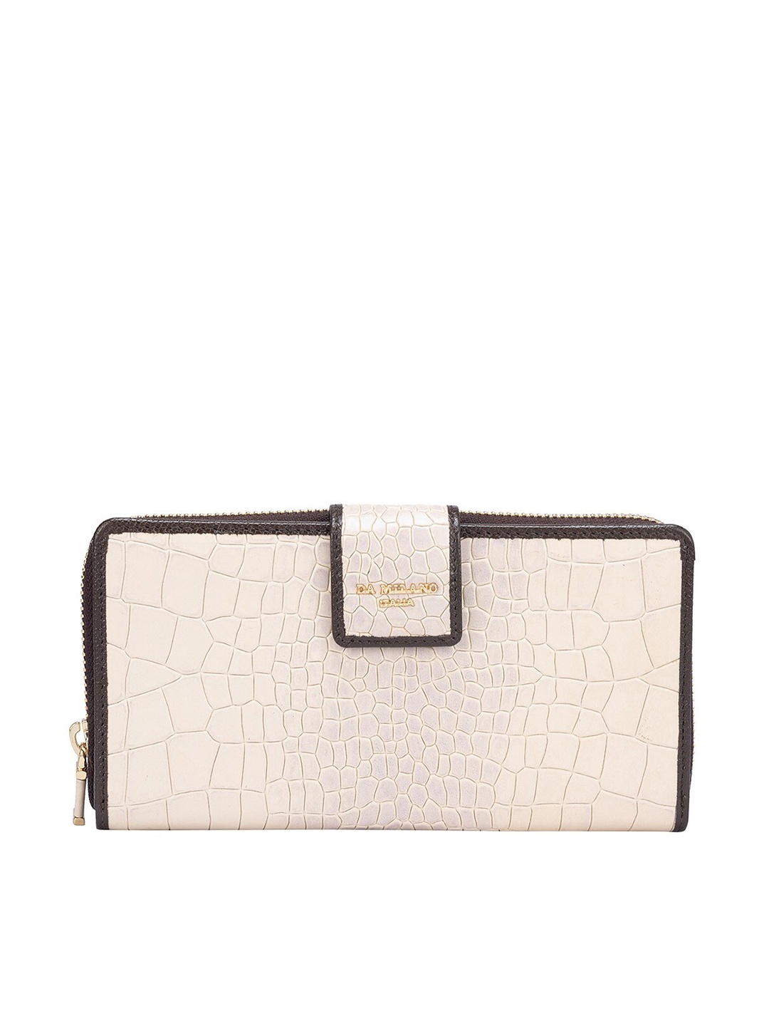

Da Milano Women Textured Leather Two Fold Wallet, White