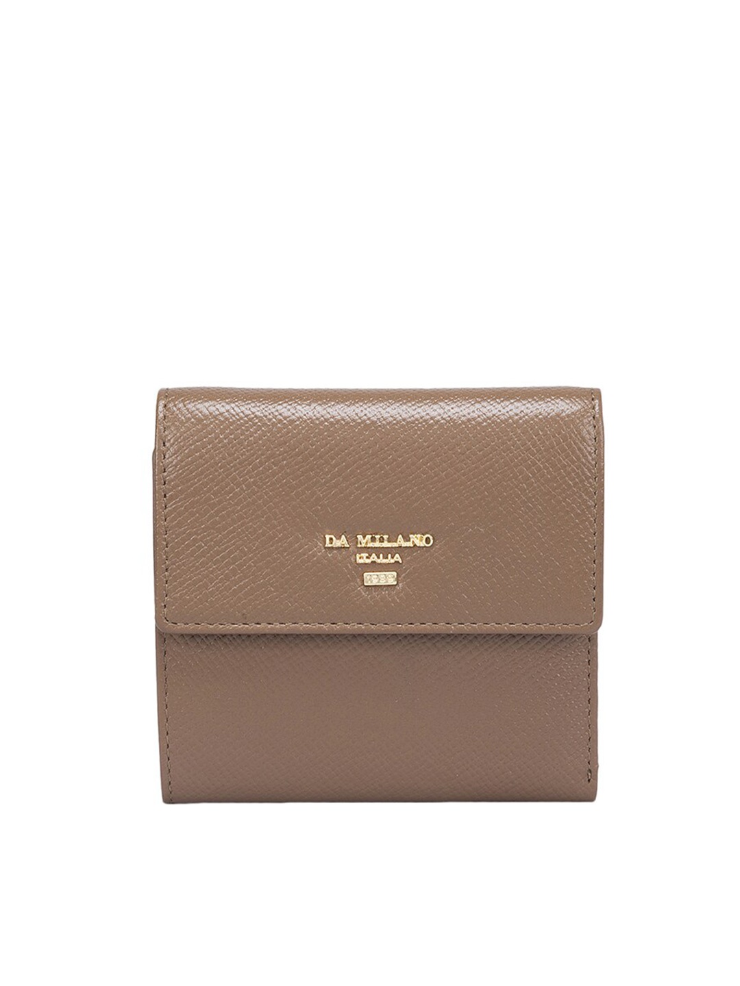 

Da Milano Women Textured Leather Three Fold Wallet, Brown
