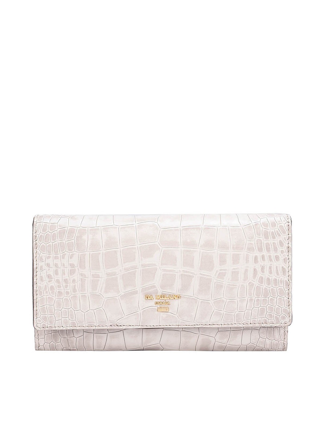 

Da Milano Women Textured Leather Two Fold Wallet, White
