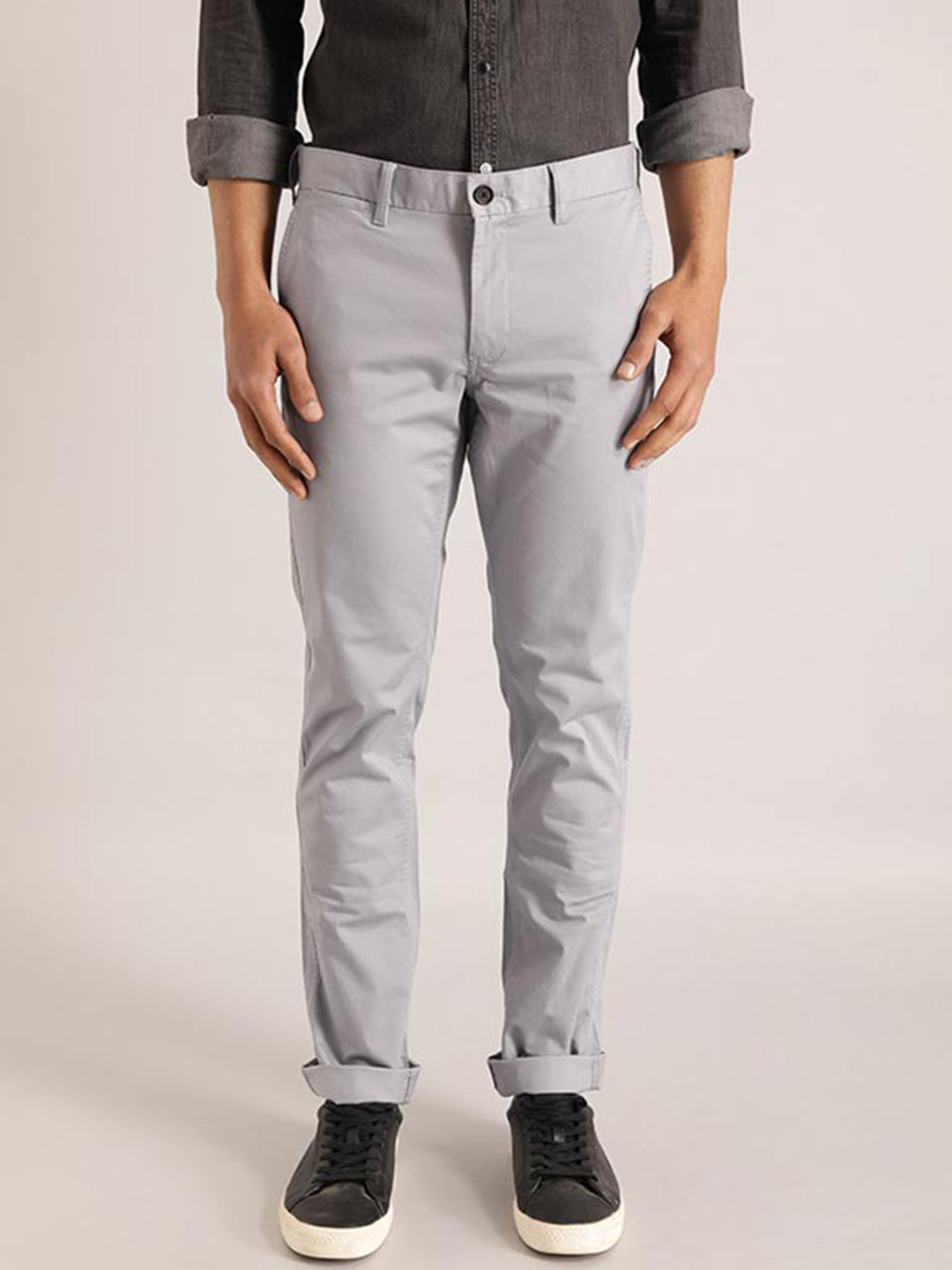 

Indian Terrain Men Brooklyn Mid-Rise Slim Fit Formal Trousers, Grey