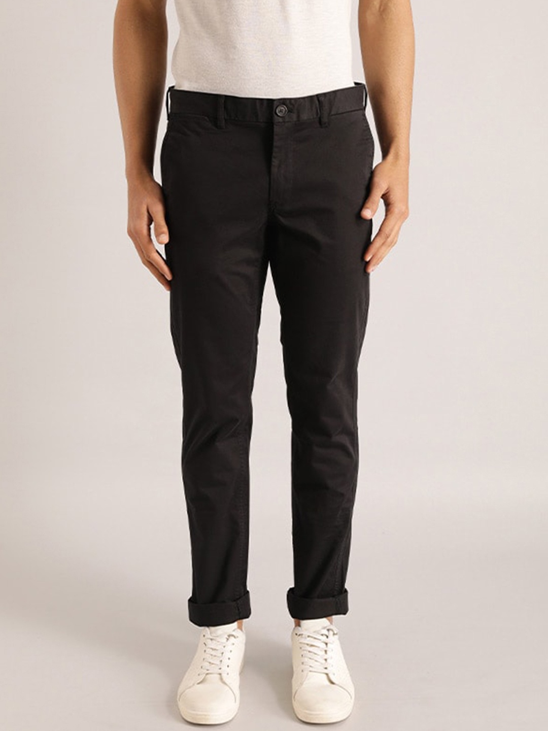 

Indian Terrain Men Brooklyn Mid-Rise Slim Fit Trousers, Black