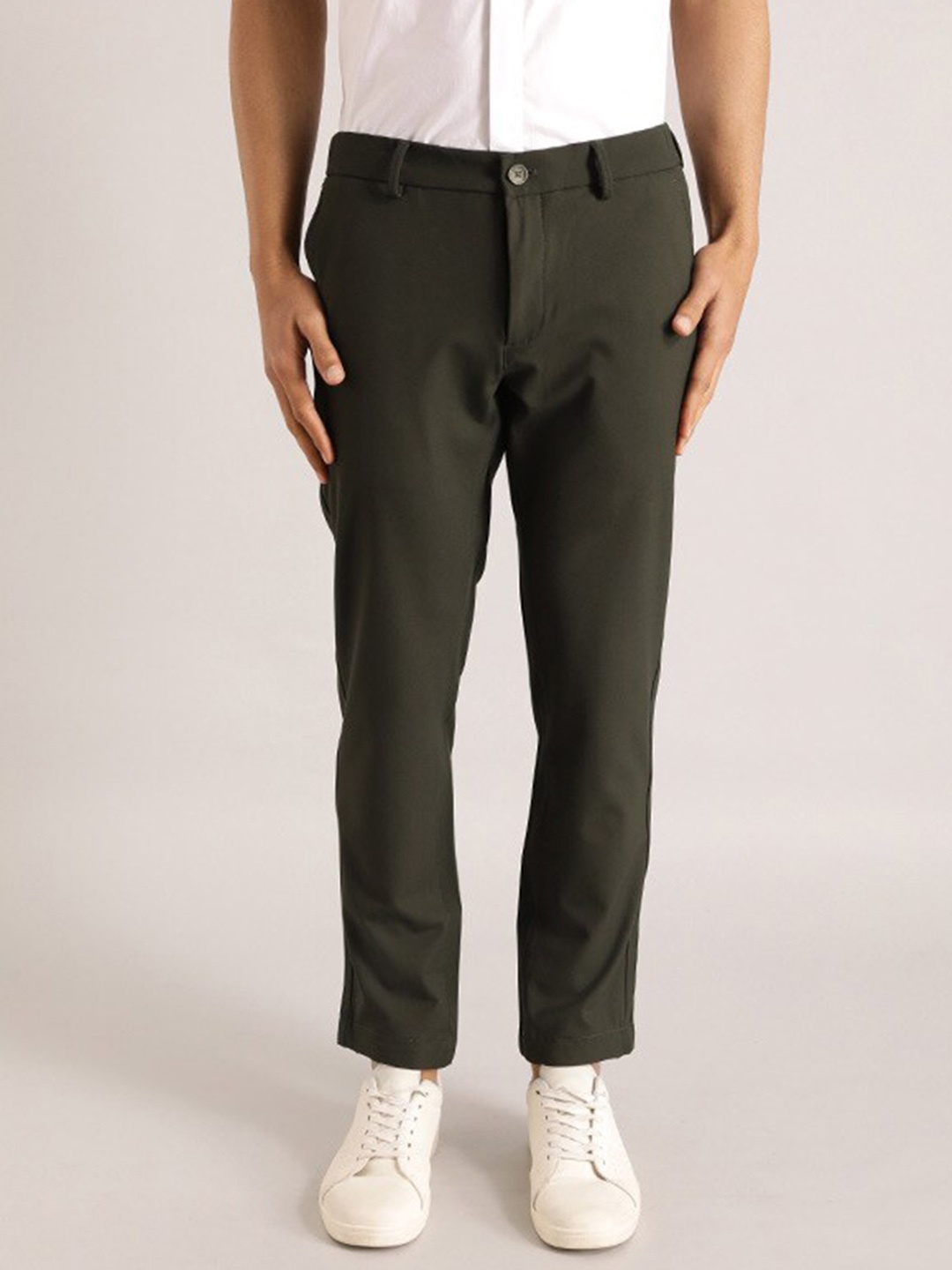 

Indian Terrain Men Brooklyn Slim Fit Trousers, Olive