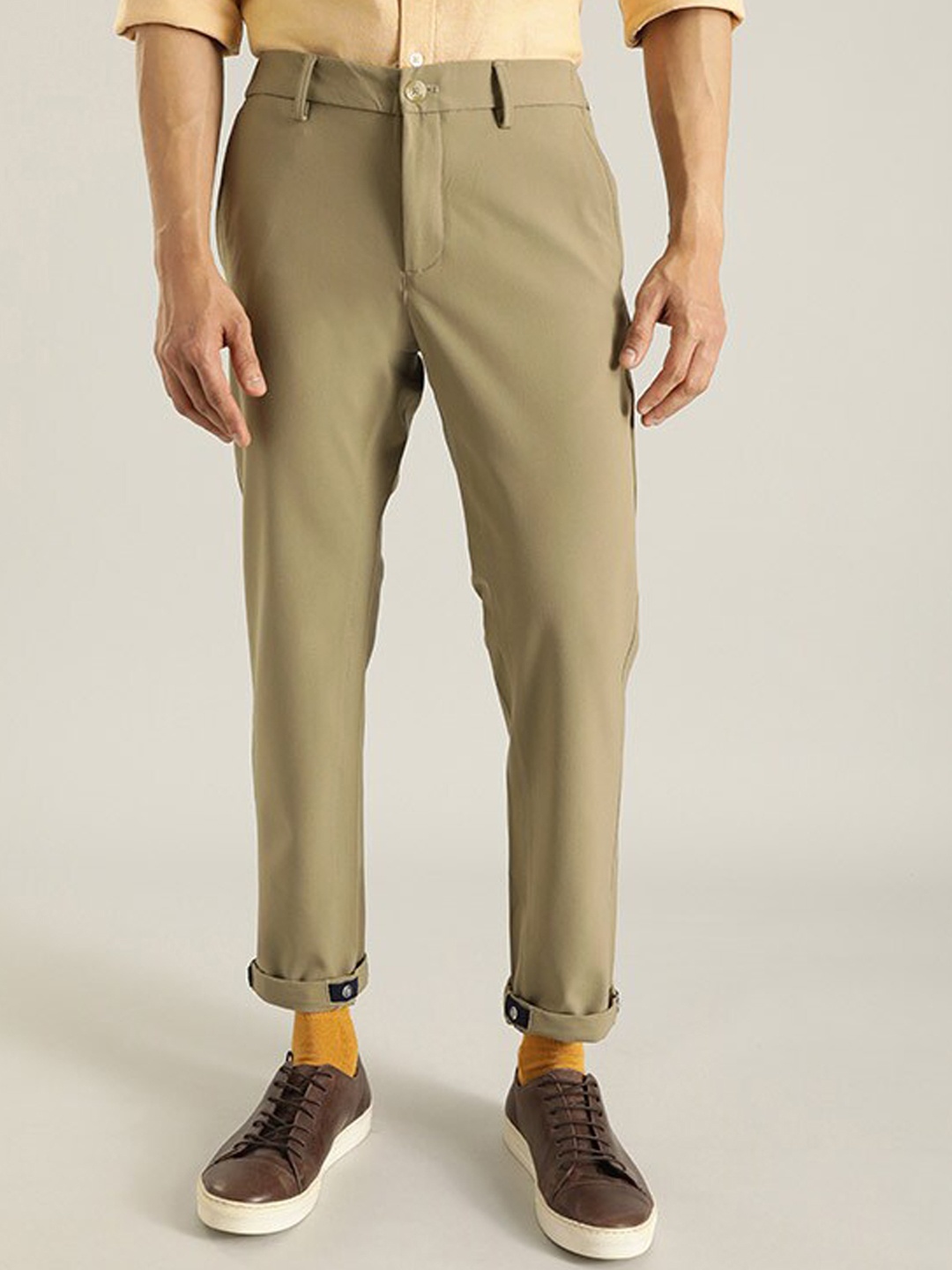 

Indian Terrain Men Brooklyn Slim Fit Chinos Trousers, Brown