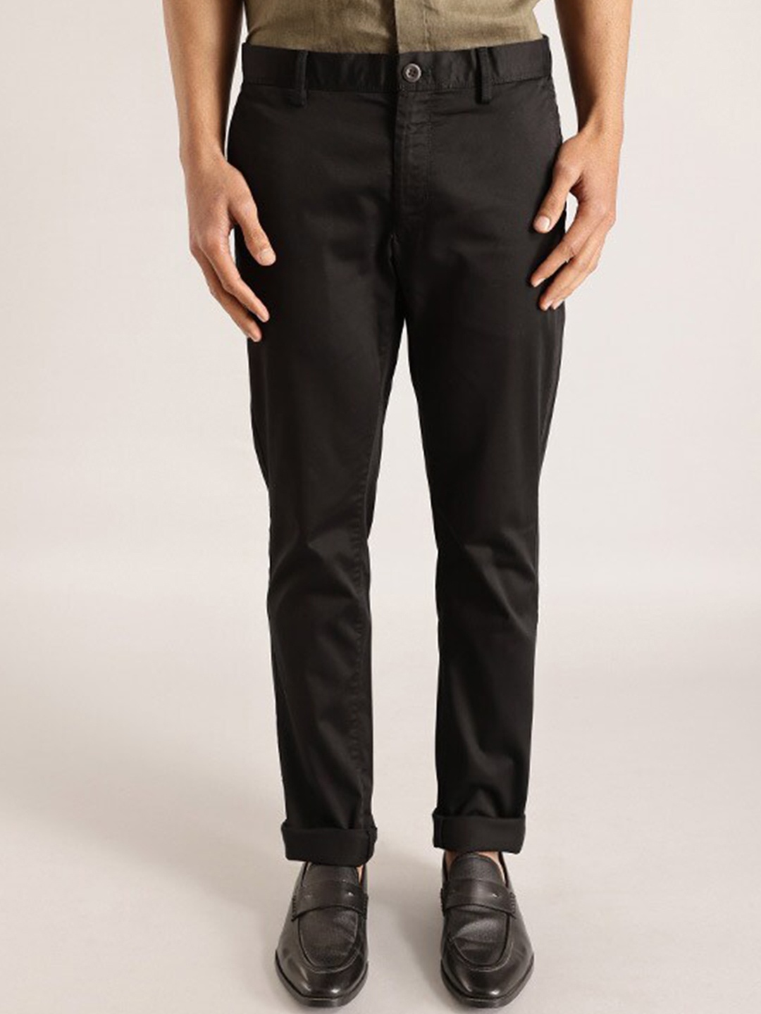 

Indian Terrain Men Mid-Rise Brooklyn Slim Fit Formal Trousers, Black