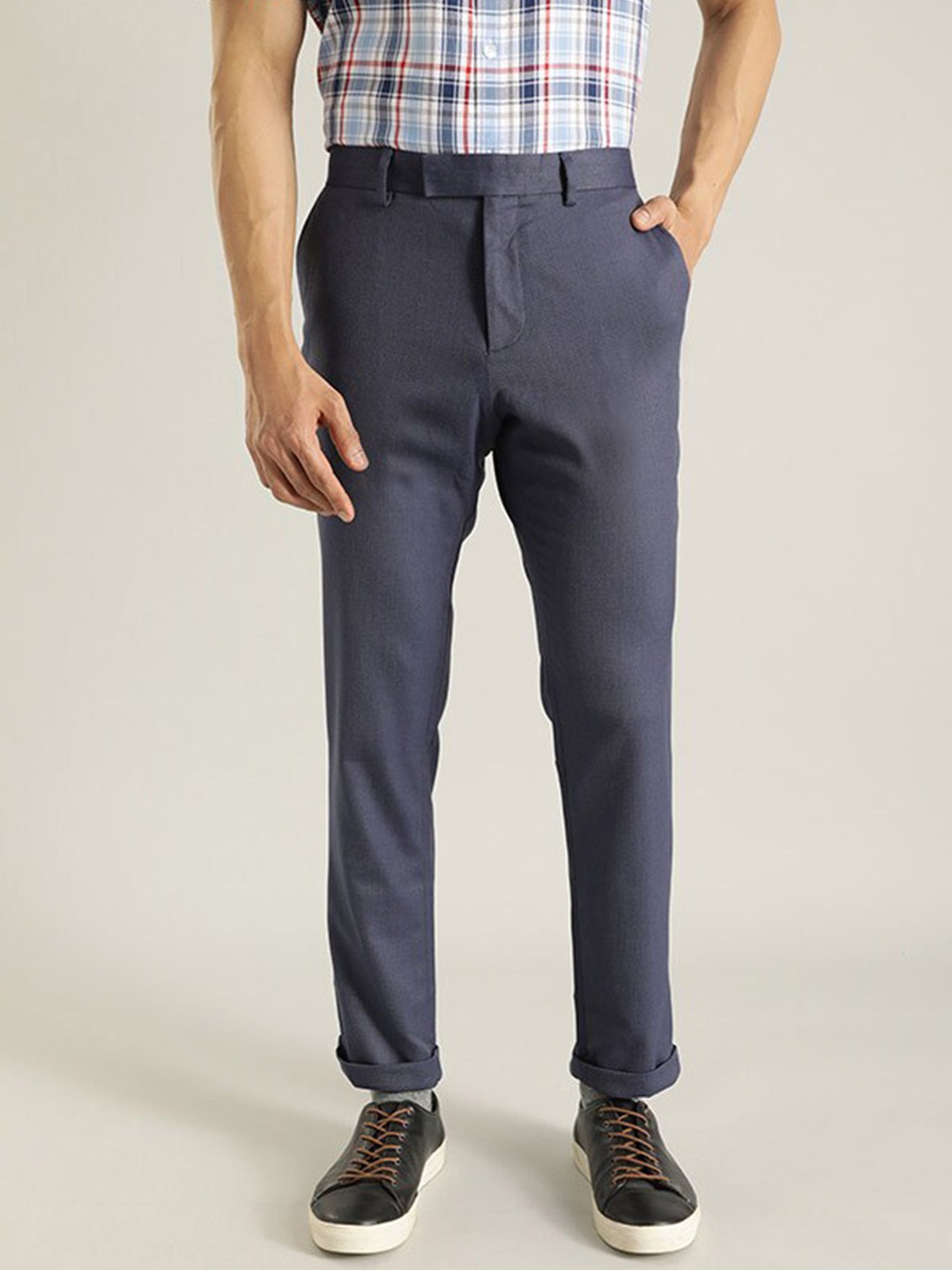 

Indian Terrain Men Brooklyn Slim Fit Chinos Trousers, Blue