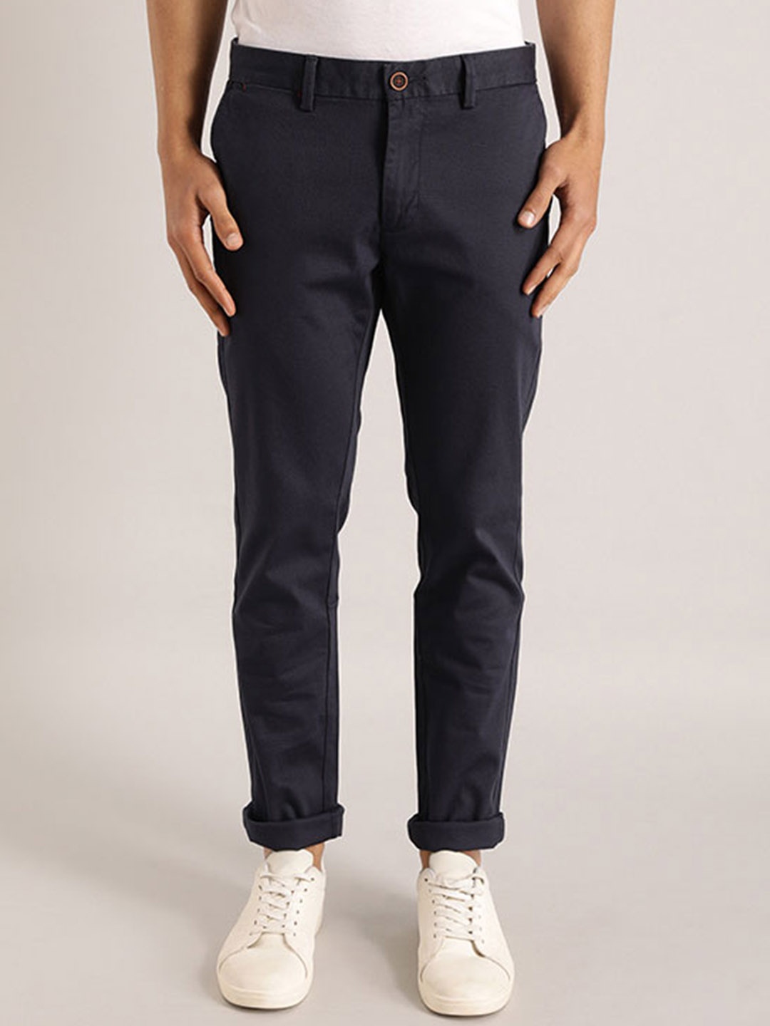 

Indian Terrain Men Brooklyn Slim Fit Chino Trousers, Navy blue