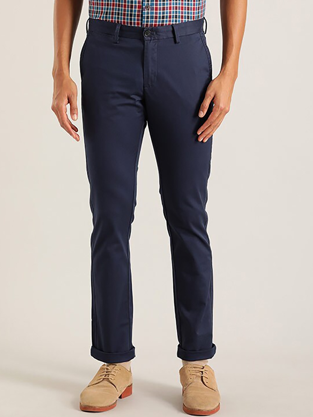 

Indian Terrain Men Brooklyn Slim Fit Trousers, Blue