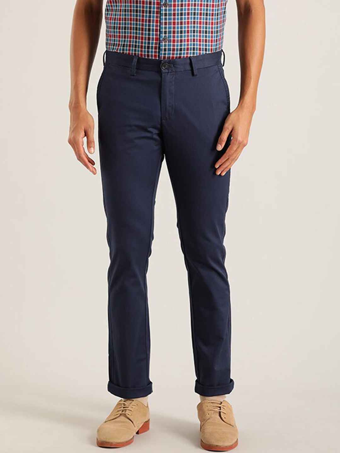 

Indian Terrain Men Brooklyn Slim Fit Chinos, Blue