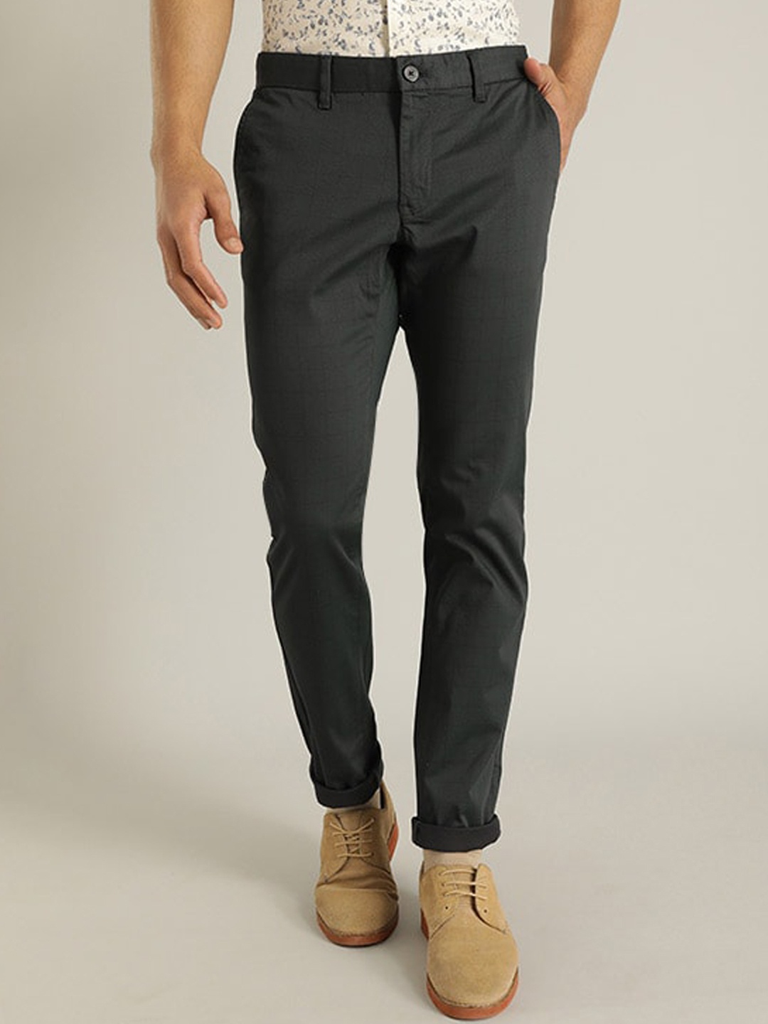 

Indian Terrain Men Mid-Rise Brooklyn Slim Fit Chinos Trousers, Yellow