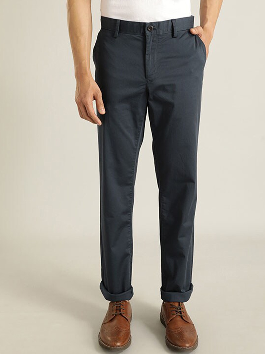 

Indian Terrain Men Brooklyn Slim Fit Trousers, Blue