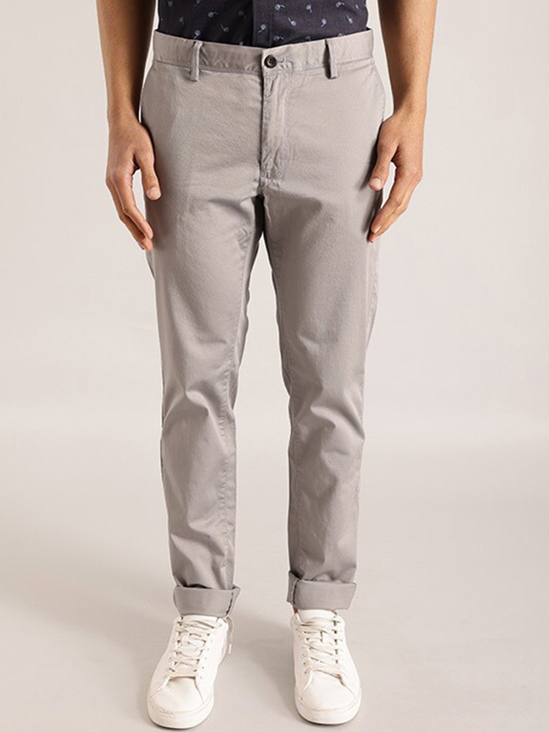 

Indian Terrain Men Brooklyn Mid-Rise Slim Fit Formal Trousers, Grey