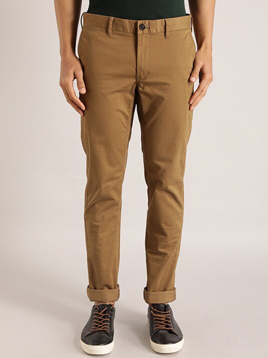 

Indian Terrain Men Mid-Rise Brooklyn Slim Fit Chinos Trousers, Brown