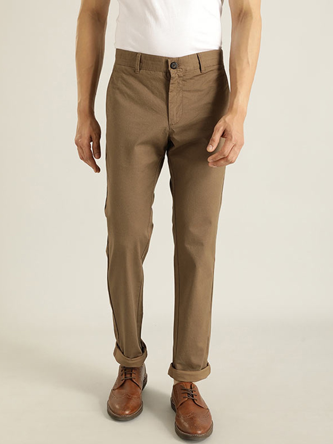 

Indian Terrain Men Brooklyn Slim Fit Chinos, Brown