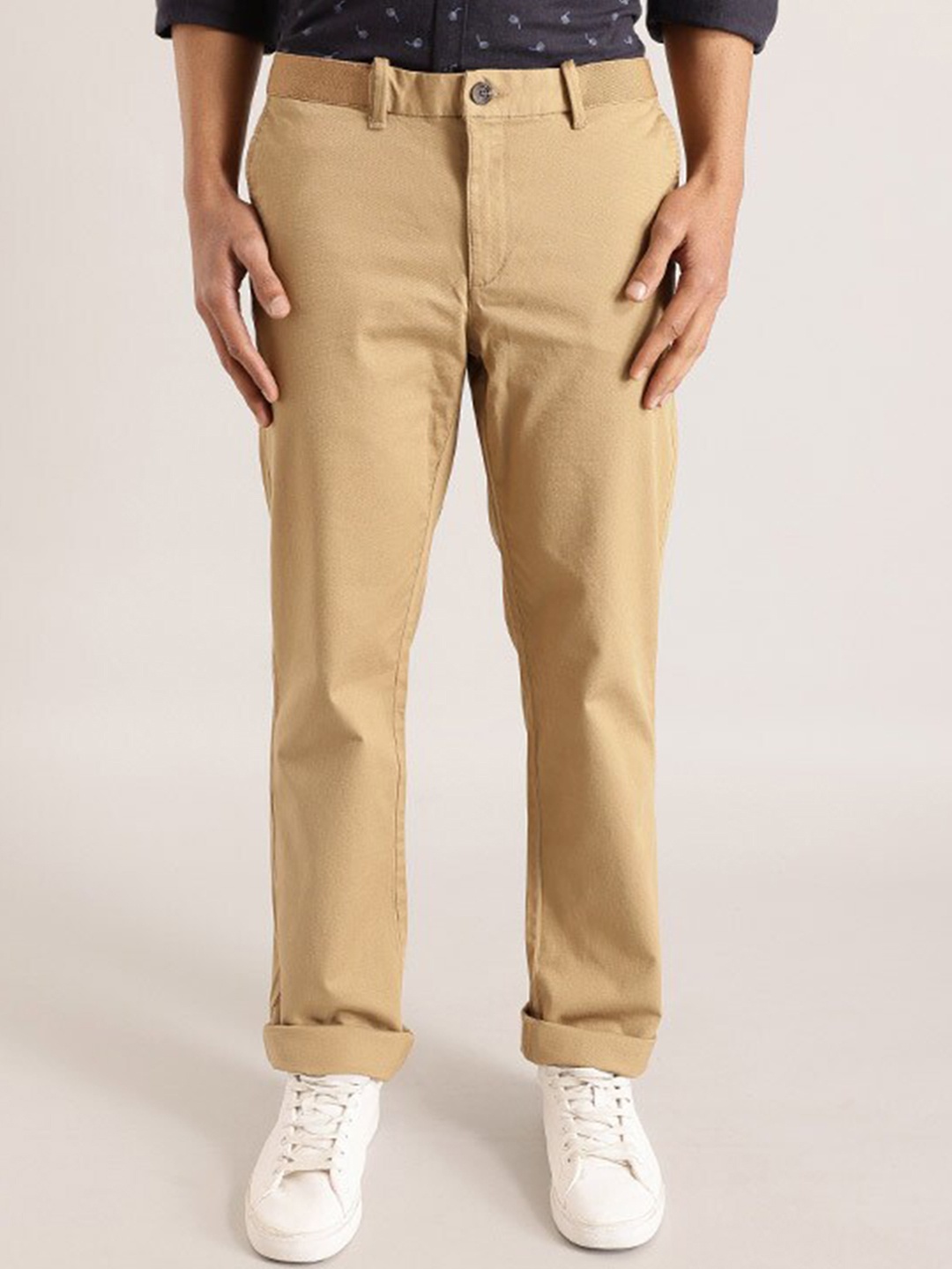 

Indian Terrain Men Brooklyn Mid-Rise Slim Fit Trousers, Brown
