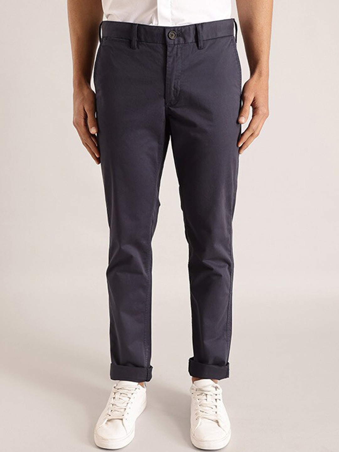 

Indian Terrain Men Mid-Rise Brooklyn Slim Fit Cotton Trousers, Blue