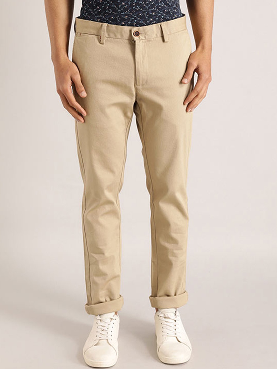 

Indian Terrain Men Mid-Rise Brooklyn Slim Fit Chinos Trousers, Brown