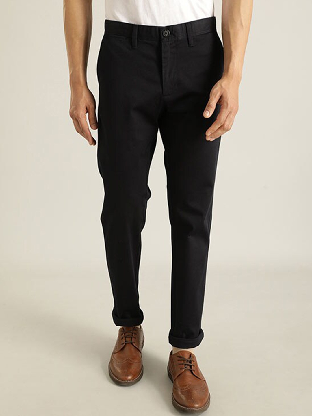 

Indian Terrain Men Mid-Rise Brooklyn Slim Fit Formal Trousers, Blue