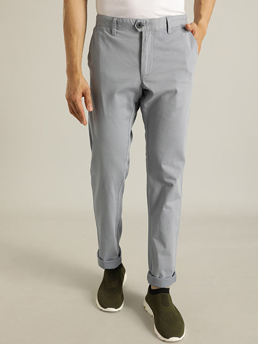 

Indian Terrain Men Mid-Rise Brooklyn Slim Fit Trousers, Grey